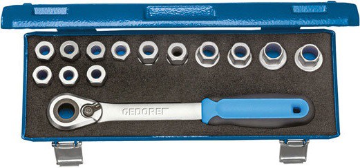 Gedore 19 SKU-20 Набор торцевых головок с ключом 1/2", 14 предметов
