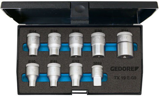 Gedore TX 19 E-09 Набор торцевых головок с аксессуарами 1/2", 9 предметов