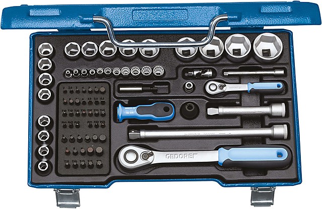 19 V20U-20 Набор торцевых головок с аксессуарами 1/4"-1/2", 81 предмет Gedore 19 V20U-20 Набор торцевых головок с аксессуарами 1/4"-1/2", 81 предмет